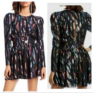 Lini Gemma Puff-Sleeve Metallic Dress